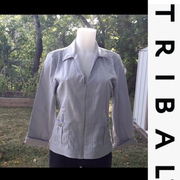 Size 4 tribal quarter sleeve Spring Summer Blazer zip-up jacket - Picture 10 of 10